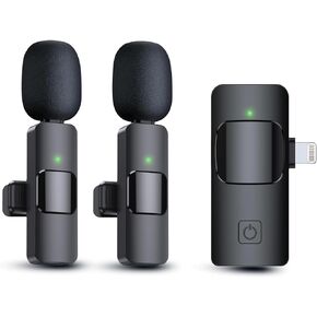 Black Swan Distributors - Wireless Lavalier Microphones (2) - with Smart Noise Cancellation & 7-Hour Battery Life - Includes Receiver & Charging Cord