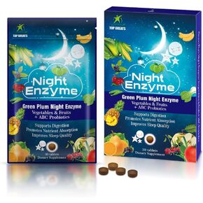 Night Enzyme, Daily Multi Digestive Enzymes, Green Plum Fruit and Vegetables with Probiotics, Relief Bloating, Better Sleep Quality, for Men and Women, Promote Digestive Health- 30 Tablets