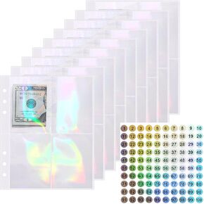JULBEAR 100 Envelopes Money Saving Challenge, 25 Sheets Replaceable A5 Binder With DIY Number Sticker Accessories for 100 Day Challenge Money Saving