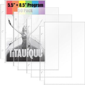 5.5 x 8.5 Brochure Sleeves, 50 Pack, Page Protectors for Broadway Programs and Theater Programs from Mid 1980s to Modern, Top-Loading Sheet Protectors