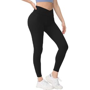 Women's Leggings Workout Cross Waist Compression Pants High Waist Wide Leg Flare Leggings Tummy Control Bootcut Yoga Pants