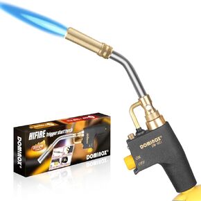 DOMINOX Propane Torch Head for MAP, MAPP and Propane Tank, High Intensity Trigger Start Torch, for Soldering, Ignition, Cooking, Lighting (Not Included Gas Tank)