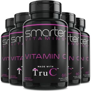 (5 Pack) Raw Whole Food Vitamin C Natural Immune Support from Berries, Premium Antioxidants, Bioflavonoids & Polyphenols, 300 Vegan Capsules