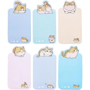 M&G 6 Pack Cute Cat Sticky Notes Set, 2x4.5 inch Post its Cute Animal Self-Stick Note Pads Sticky Notes for Home School Offices 6 Pads 30 Sheets/Pad