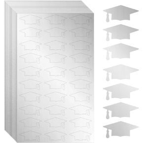 600pcs Graduation Cap Label Stickers, Self-Adhesive Grad Cap Stickers Graduation Envelope Sealing Stickers Graduation Hat Stickers for College High School Grad Party Favors (Black)