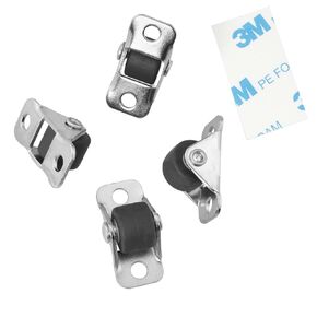 4PCS Mini Self Adhesive Casters Metal Fixed Plate Rubber Silent 0.5 inch Low Profile Casters for Small Furniture Storage Boxes Trash Bins Coffee Machine Trays