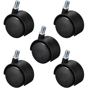 uxcell Furniture Casters 2 Inch Nylon M10 x 15mm Threaded Stem Swivel Caster Wheels, 38lb Capacity Each Wheel, 5 Pcs