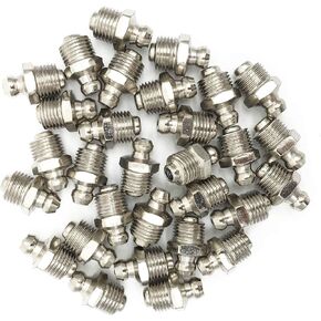 Silver Tone M8 5/16" Male Thread Straight Grease Nipple Zerk Fitting Nozzle 30Pcs