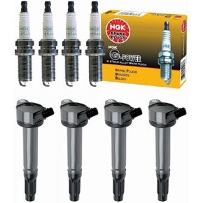 4pcs Ignition Coil & Spark Plug Compatible With Toyota Highlander Camry RAV4 Venza Tundra L4 2.5L L4 2.7L ELECTRIC V8 4.6L V8 5.7L 2009-2019 UF487