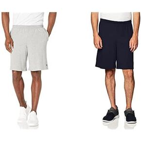 Champion 2 Pack Jersey Short with Pockets, Oxford Grey/Navy, Large/Large