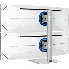 حامل شاشة مزدوج عمودي شديد التحمل يناسب شاشتين مقاس 17 إلى 49 بوصة مع دوارة وإمالة وارتفاع قابل للتعديل، سعة وزن حامل الشاشة المزدوجة تصل إلى 33 رطلاً (فضي) in Kuwait