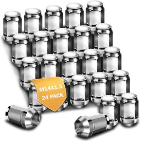 M14x1.5 Lug Nuts Replacement for Ford F150 Heavy Duty Silverado GMC Aftermarket Wheel 24pcs Chrome Closed End Bulge Acorn Lug Nuts 19mm Hex