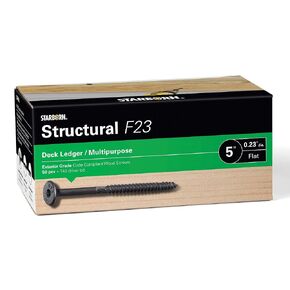 Starborn Structural XF23CT500 F23 Deck Ledger/Multipurpose Flat Head Wood Screw - Black - 50 Count - 0.23" x 5"