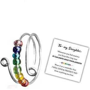 Anxiety Ring For Daughter Stainless Steel Beaded To My Daughter Fidget Ring Silver Golden Fashion Trendy