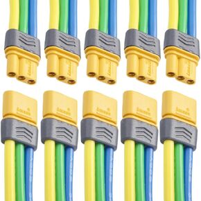 5 Pair Amass MR60 Connector Plug Female Male 3.5 Bullet Connector RC Battery Power Plugs with Sheath for Motor ESC Connection 15CM14AWG