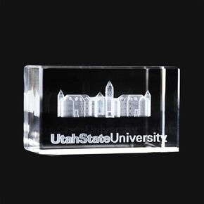 Fan Frenzy Gifts School Logo Crystal Cube | Paper Weight