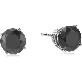 1 cttw Black Diamond Stud Earrings 14K White Gold Round Push Backs 4 Prong Basket