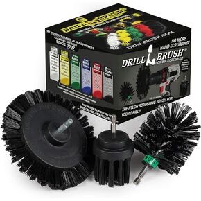 3pc Ultra-Stiff Bristled Crevice Cleaning Brush Set: Ideal Cleaning Supplies for BBQ, Grill, Smoker, and Backyard Accessories - Rust Remover - Concrete Brush - Electric Spin Scrubber for Tight Spaces