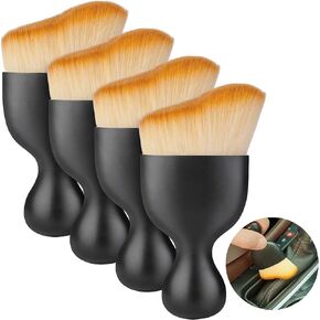 4PCS Car Interior Detailing Brush, Interior Dust Soft Brush, Curved Design Car Detailing Brush for Cleaning Panels, Air Vent, Dashboard, Engines
