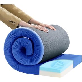 MABOZOO Memory Foam Camping Mattress Pad Waterproof Portable Sleeping Mats Roll Up Mattress Guest Bed 3 Inch Thick Washable Velvet Cover Floor Camping Cot for Car Truck Outdoor Tent