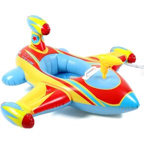 Inflatable Pool Float Toddler Swimming Float Boat with Water Gun for Kids Blow up Swimming Tube Ride-on Airplane Pool Floaties for Summer Pool Beach Outdoor Party Supplies