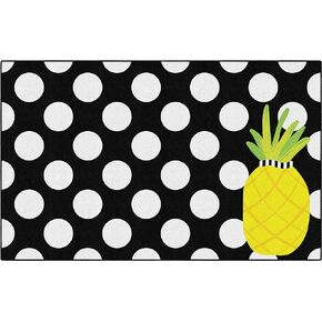 Flagship Carpets Schoolgirl Style Simply Stylish Tropical Pineapple Polka Dots Classroom Area Rug for Indoor Classroom Learning or Kid Bedroom Educational Play Mat, 7'6"x12'