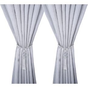 SUQ I OME Glasses Crystal Beaded Magnetic Curtain Tiebacks with Tassels Curtain Tie Backs Curtains Holders for Curtains (Clear