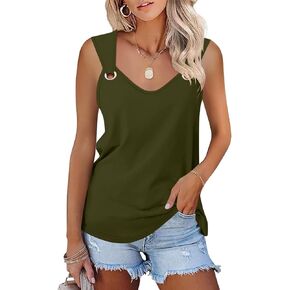 Minetom Women's V Neck Tank Tops Casual Sleeveless Shirts Summer Basic Tees