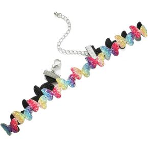 Rainbow Heart Stars Butterfly Choker Necklace Gothic Y2k Colorful Heart Necklace for Women Girls Adjustable Classic Collar Necklaces Pride Month Jewelry