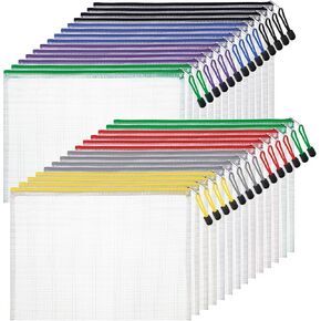 28 قطعة من أكياس سحاب شبكية من Antner لتنظيم التخزين، جيوب مستندات بلاستيكية بحجم Letter/A4، حقائب ملفات للسفر واللوازم المكتبية المدرسية، حقائب ألغاز شبكية كبيرة لتخزين ألعاب الطاولة in Kuwait