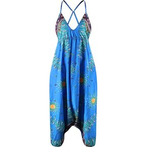 Harem Jumpsuit for Women Yoga Baggy Boho Jumpsuit Sexy Backless Adjustable Strappy for M-XL