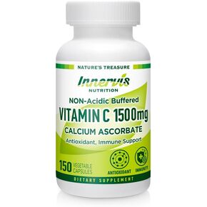 Non Acidic Buffered Vitamin C - 1500mg Calcium Ascorbate 150 Veggie Capsules for Sensitive Stomach Antioxidant Support Healthy Immune System