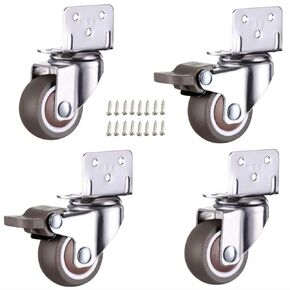 Y&Y Decor Side Mount Casters 2 Inch L-Shaped Small Rubber Caster Set of 4, Ball Bearing 360 Degree Plate Swivel Castors Wheel 600 LBS, Casters Wheels for Furniture, Baby Bed, Kitchen, Cabinet, Table