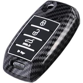 ABS Carbon Fiber Pattern Protector Key Fob Cover Case fit for Kia Optima Sorento Sportage Rio Soul Forte Carens Picanto Keyless Entry Key Fob (Black)