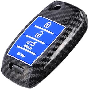 ABS Carbon Fiber Pattern Protector Key Fob Cover Case fit for Kia Optima Sorento Sportage Rio Soul Forte Carens Picanto Keyless Entry Key Fob (Black)