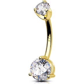 OUFER Gold Belly Button Rings, 14K Solid Gold Belly Rings, Clear CZ Belly Piercing Jewelry, Navel Piercing Jewelry, Navel Rings for Women