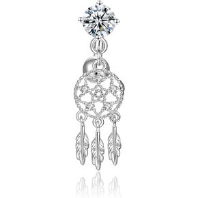 CANDYFANCY Reverse Belly Button Rings Surgical Steel 14G CZ Navel Ring Dangle Belly Piercings Jewelry Top Mount Belly Ring