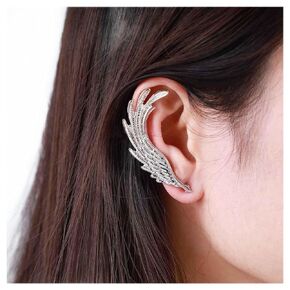 Vintage Angel Wing Ear Cuff Earrings Wing Cartilage Cuff Earrings Angel Wing Cuff Climber Earrings Silver Wing Ear Wrap Earrings Jewelry for Women and Girls (Right)