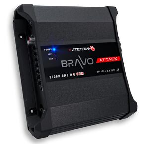 Stetsom Bravo Attack 3000 1 Ohm Mono Car Amplifier, 3000.1 3K Watts RMS, 1Ω Stable Car Audio, Full Range HD Sound Quality, Crossover & Bass Boost, Car Stereo Speaker MD, Smart Coolers