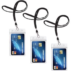 ID Badge Holder with Lanyards - Vertical ID Badge Holder with 18Inch Long Black Lanyards for Offices, Staff, Students, Employees by CypesCrafts (3Pack)