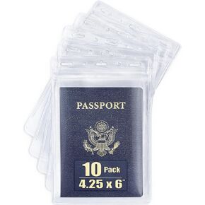 Mifflin-USA Passport & Card Holders (Clear, 4x6 inch, 50 Pack), Extra Large (XXL) ID Name Badge Holder, Waterproof Vertical Plastic Card Holders