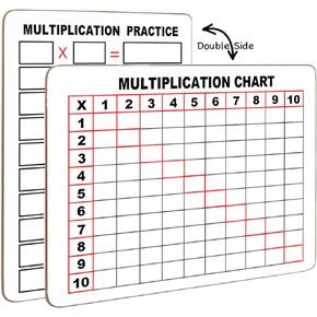 Dry Erase Multiplication Chart White Board, 9" x 12" Double Side Table Math Manipulatives Lapboard for Kids Students Classroom Home