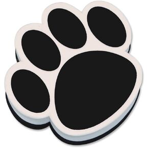 ASHLEY PRODUCTIONS ASH10017, Paw Shaped Magnetic Whiteboard Eraser, 1 Each, Black,White