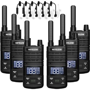 Two Way Radio, FRS Walkie Talkies with Earpiece, Long Range Walkie Talkies for Adults, USB C Rechargeable 2 Way Radio, NOAA, VOX, Group Call for Traveling Biking Camping Hiking, 6 Pack