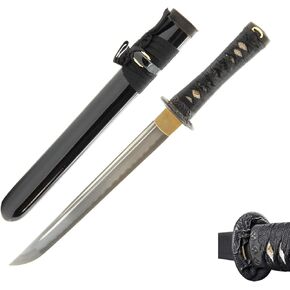HMS Japanese Style Samurai Tanto Sword, Dragon Tsuba, Hand Forged, 1045 Carbon Steel, Heat Tempered, Full Tang, Sharp