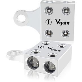 Vgate 4-Way Post Terminal Ends Distribution Block Bus Bar, 8AWG up to 4/0(XL) AWG Gauge, for Lithium or AGM Lead Acid Battery with Bolt Down Ends or Threaded Studs, M8 or 5/16"-18