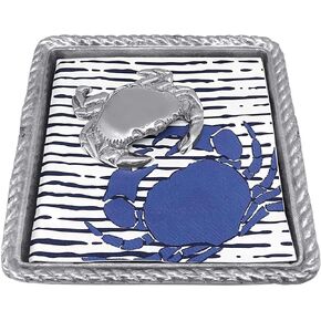 Mariposa Crab Rope Napkin Box, One Size, Silver