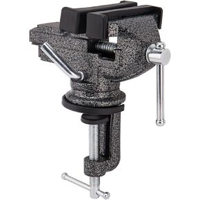 Universal Table Vise 3 Inch, Home Vise Clamp-on Portable Bench Clamp, 360° Swivel Base Clamps Fixed Tool for Woodworking, Handcraft Creations, Metalworking, Cutting Conduit, Drilling, Sawing (Black)