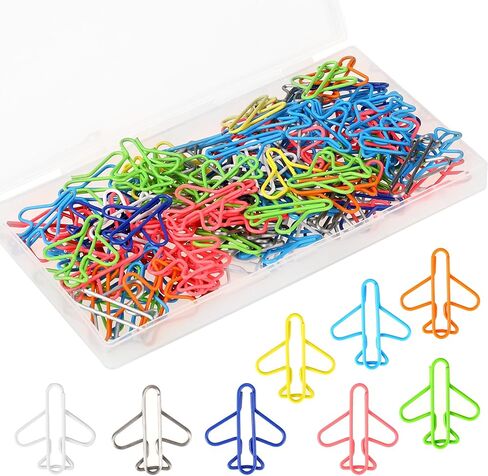100 Pcs Airplane Shape Paper Clips Rainbow Creative Paper Clips Funny Cute Paper Clips Metal Plane Random Colors Bookmark Clips for Office Student Document Organization in Saudi Arabia