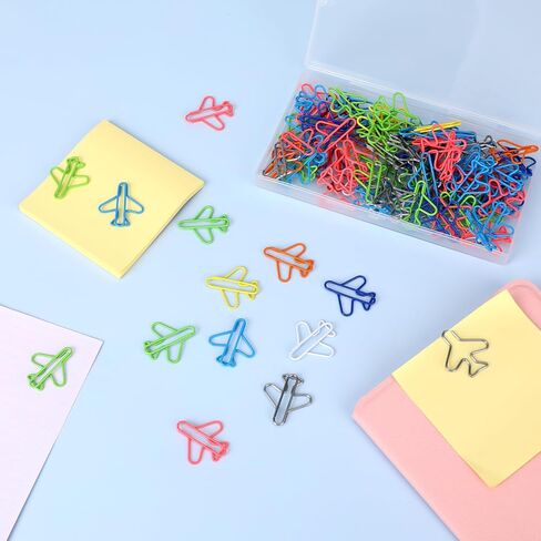 100 Pcs Airplane Shape Paper Clips Rainbow Creative Paper Clips Funny Cute Paper Clips Metal Plane Random Colors Bookmark Clips for Office Student Document Organization in Saudi Arabia